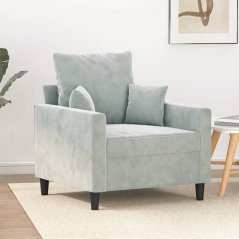vidaXL vidaXL Fotel, jasnoSivý, 60 cm, obity aksamitem
