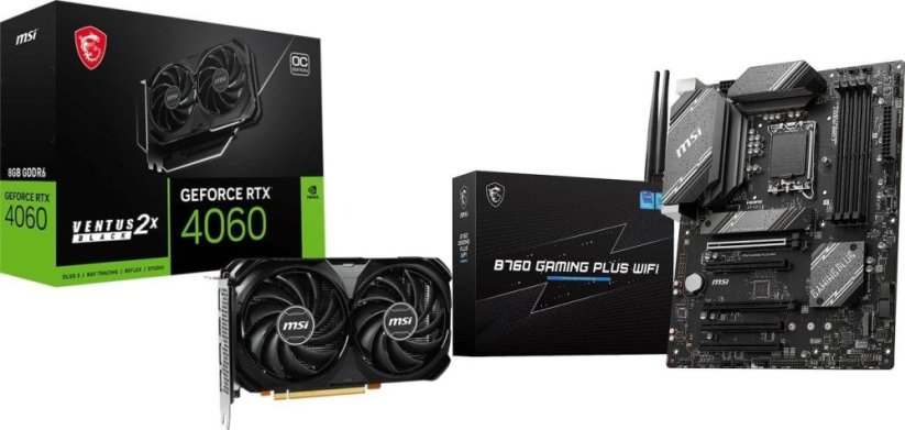 MSI GeForce RTX 4060 Ventus 2X Black OC 8GB GDDR6 + MSI B760 GAMING PLUS WIFI