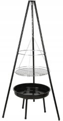 NoName Grill wiszący z paleniskiem 52cm Stalowy Čierny z rusztem chrómowanym