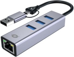 Conceptronic CONCEPTRONIC Adapter USB-C/-A3.0->GbE+3x-A3.0 5Gbs gr