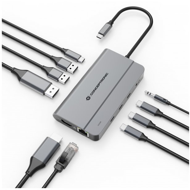 Conceptronic 10-1 Dock USB-C->HDMI/2xUSB-A/3xUSB-C/100WPD (DONN34G)