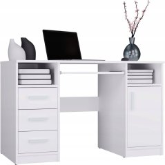 NoName BIURKO DELTA biele 120 Cm 3 zásuvoky Skrinka police Do Biura Pokoju Na Notebook