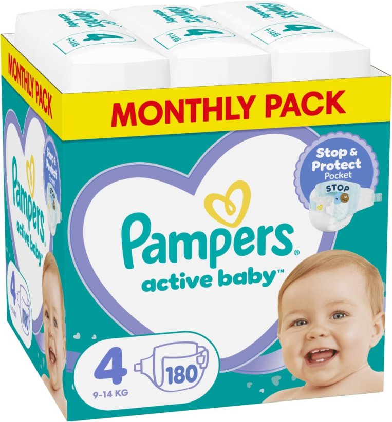 Pampers Pieluchy Active Baby 4, 9-14 kg, 180 szt.