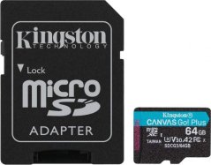 Kingston Canvas Go! Plus MicroSDXC 64 GB Class 10 UHS-I/U3 A2 V30 (SDCG3/64GB)