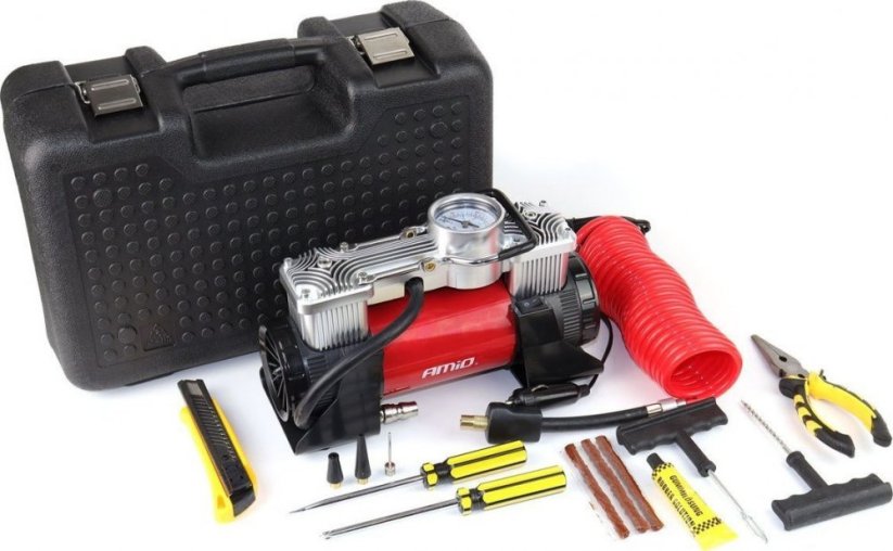 AMiO Kompresor samochodowy acomp-18 metalowy 2 cylindry 12v hq