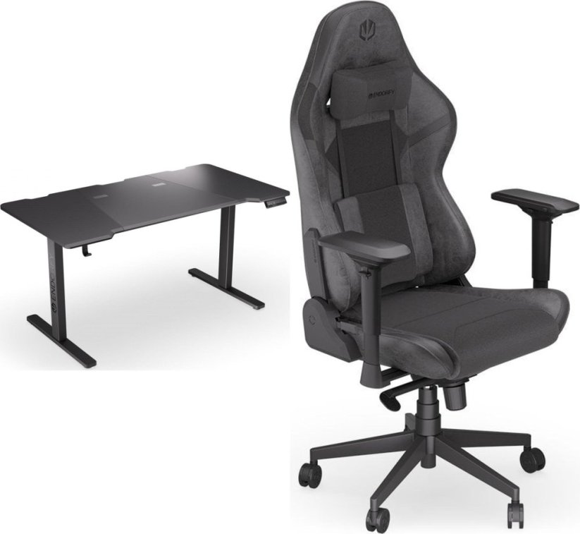 Endorfy Biurko Endorfy Atlas L Electric Czarne 150 cmx78 cm + Fotel Scrim BK czarny