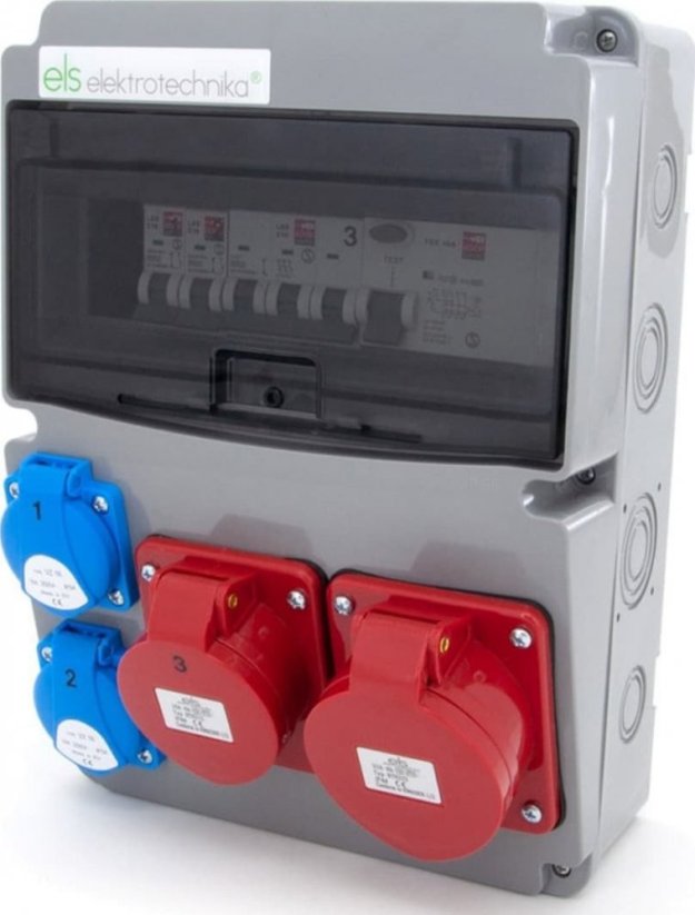 ELS Elektrotechnika Rozdzielnica budowlana 32A/5P + 16A/5P + 2*GS 230V + zabezpieczenia + różnicówka, 11NO22C11C1F
