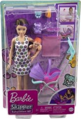 Barbie Opiekunka Skipper Wózek + bobas Zestaw GXT34