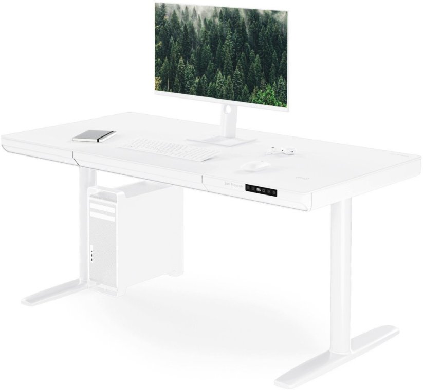 Jan Nowak Elektryczne sit-stand z zásuvoką i ładowarką bezprzewodową Qi biele, 1400 mm: ELLIS (5907367514698)