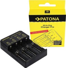 Patona 4-kanałowa Nabíjačka All-In-One do baterii CR123A, 14500, 16340, 18650, 22650, 26650, AA / AAA