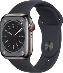 Apple Watch 8 GPS + Cellular 41mm Midnight Stainless Steel Sport Modrý  (MNJJ3FD/A)