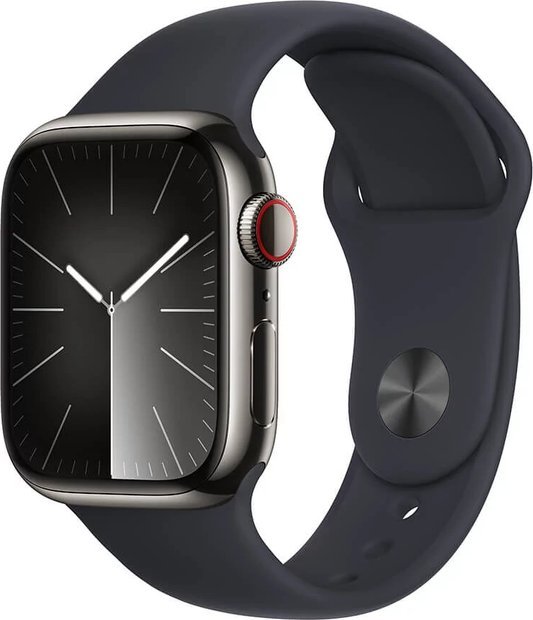 Apple Watch 9 GPS + Cellular 41mm Graphite Stainless Steel Sport S/M Grafitový  (MRJ83QP/A)