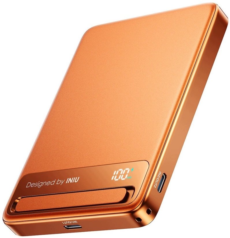 INIU MagPro Slim - magnetický powerbank bezprzewodowy Qi 2.2 10 000mAh Oranžový (MO-IU-P026)