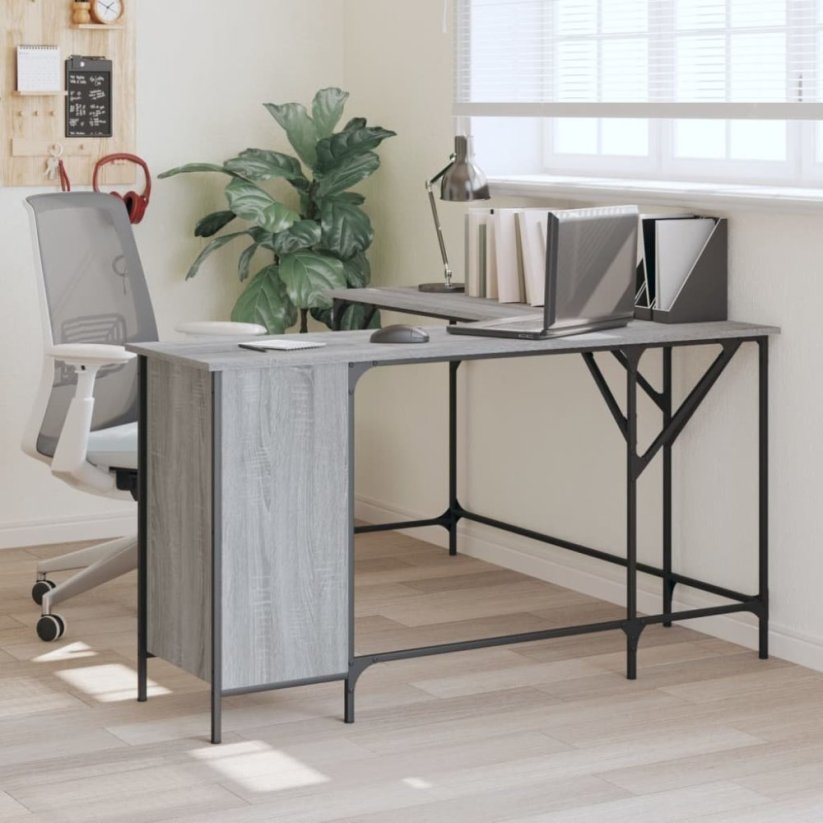 vidaXL vidaXL Biurko, Sivý dub sonoma, 141x141x75cm, materiał drevopochodny
