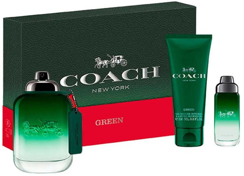 Coach Set Green Eau De Toilette For Men 100 ml + Green Eau De Toilette For Men 15 ml + Green Shower Gel Body All Skin Types 100 ml For Men