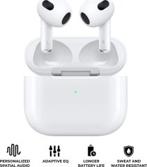 Apple Apple AirPods (3rd generation) with Lightning Charging Case, Wireless, Calls/Music, Headset, White