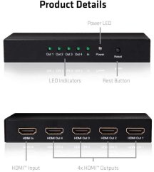Club 3D Splitter HDMI 4x, 4K60Hz, UHD (CSV-1380)