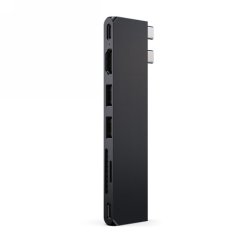 Satechi Hub Pro Hub Slim with dual USB-C do Apple MacBook (2xUSB-A, USB-C 4, HDMI, SD/microSD, USB-C) (midnight)