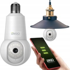 Engo ECAM-E27 - Smart kamera wewnętrzna, Wi-Fi, obrotowa, gwint E27, 4Mpx2-kierunkowy dźwięk (mikrofon i Reproduktor), śledzenie ruchu, micro SD