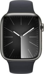 Apple APPLE Watch Series 9 GPS + Cellular 45mm Graphite Stainless Steel Case with Midnight Sport Band - M/L