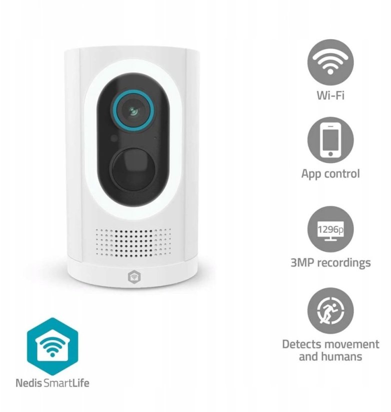 Nedis SmartLife kamera zewnętrzne | Spotlight | 3MP Full HD 1296p | IP65 |