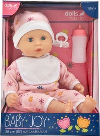 Dolls World Bábika BABY JOY 38 CM - UBRANKO Ružová
