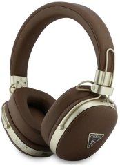 Guess Nauszne Bluetooth ENC Metal Grained Triangle Logo Hnedý