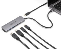Delock DeLOCK 64299 huby i koncentratory USB 3.2 Gen 1 (3.1 Gen 1) Type-C 10000 Mbit/s Sivý