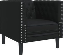 vidaXL Fotel Chesterfield, Čierny, tapicerowany sztuczną skórą  Lumarko!