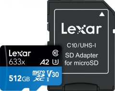 Lexar 633x MicroSDXC 512 GB Class 10 UHS-I/U3 A2 V30 (LSDMI512BB633A)