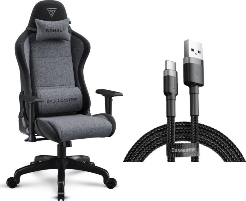 SENSE7 Spellcaster FUKU materiałowy czarno-szary + kabel usb