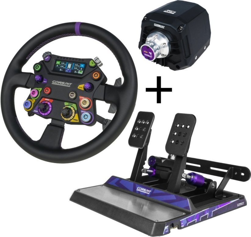 NoName Conspit ARES APEX Wheelbase + 310 APEX-Lenkrad + CPP APEX2 Pedalset - Bundle