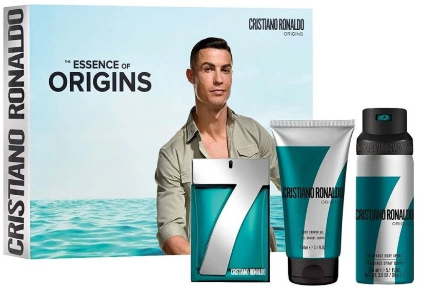 Cristiano Ronaldo Set CR7 Origins Eau De Toilette 100 ml + CR7 Game On Shower Gel 150 ml + CR7 Origins Refreshing Deodorant Spray 150 ml