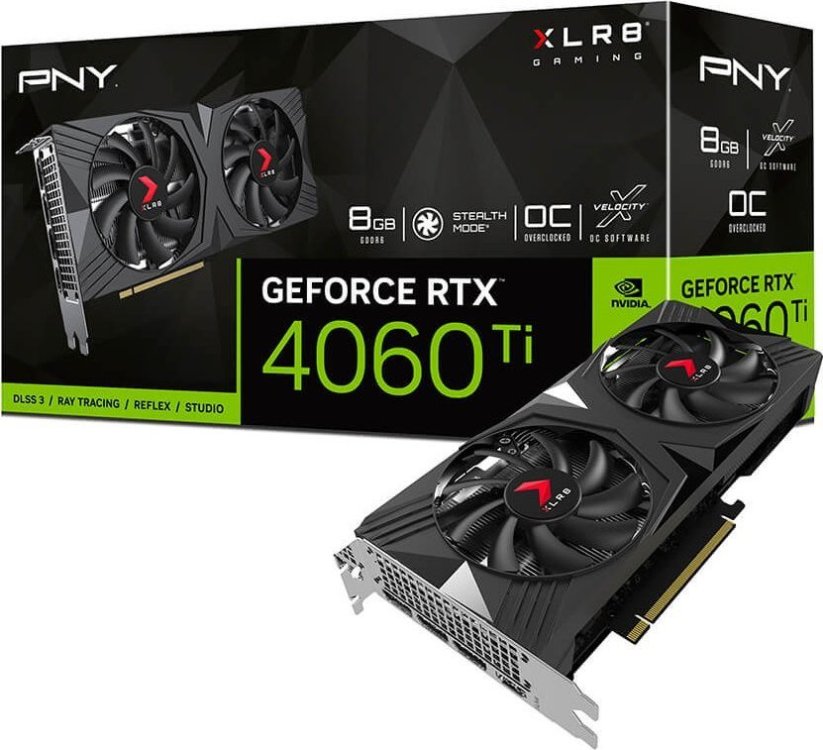 PNY GeForce RTX 4060 Ti XLR8 Gaming Verto OC Dual Fan 8GB GDDR6 (VCG4060T8DFXPB1-O)