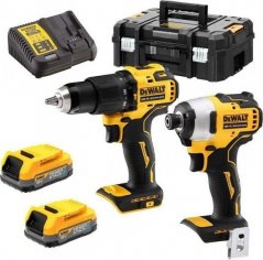 Dewalt DeWALT POWERSTACK battery combo pack DCK2062E2T, 18 volts, with impact wrench, impact drill (yellow/black, 2x POWERSTACK Li-Ion battery 1.7 Ah, in T STAK Box II)