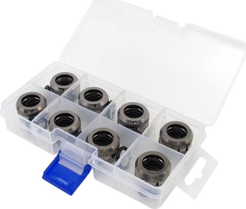 XSPC Anschluss G1/4" auf 14mm Hardtube, schwarz chróme - 8 Stück