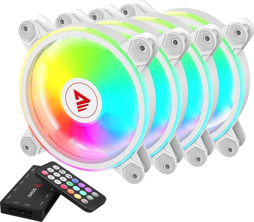Savio FAN-01 ARGB Biały 3-pack + Hub + Pilot (SAVGFAN-01 WHITE)