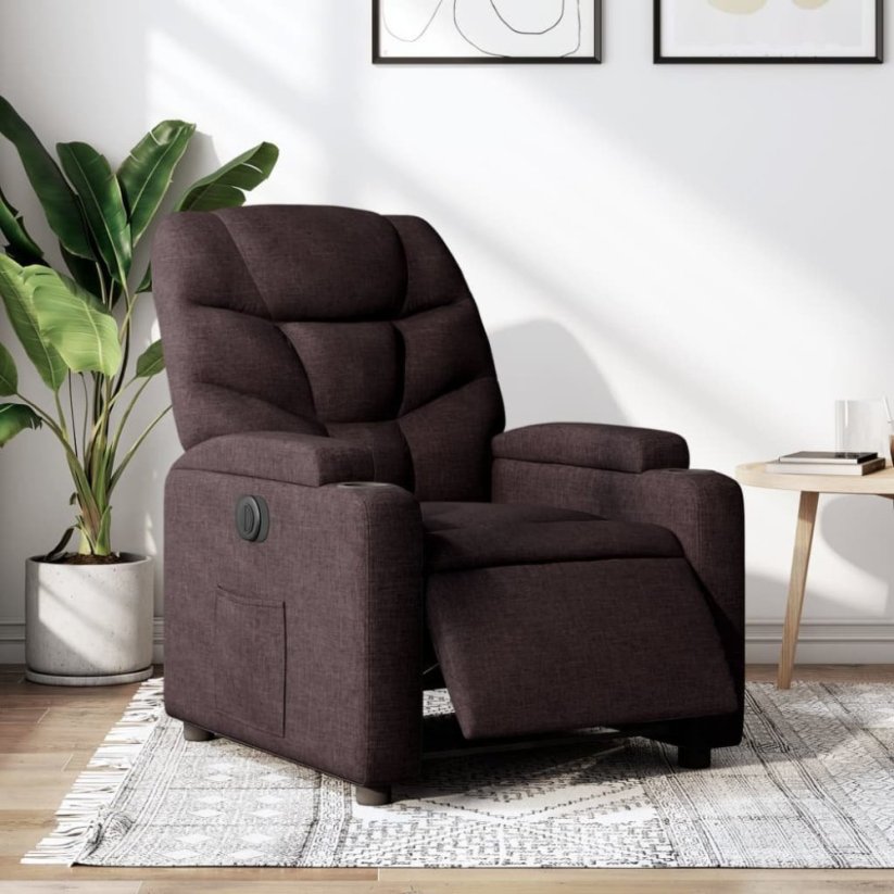 vidaXL vidaXL elektrickýfotel rozkładany, tmavoHnedý, obity tkaniną