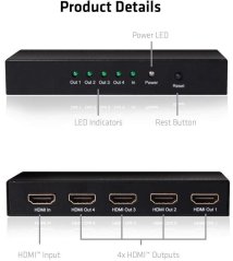 Club 3D Splitter HDMI 4x, 4K60Hz, UHD (CSV-1380)