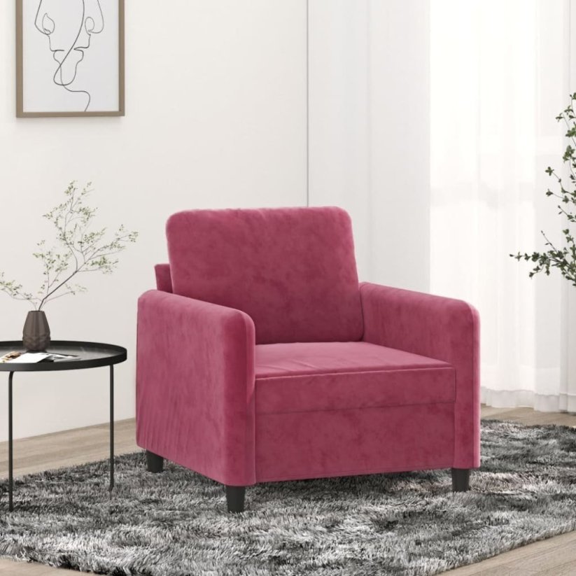vidaXL Fotel, winna czerwień, 60 cm, obity aksamitem