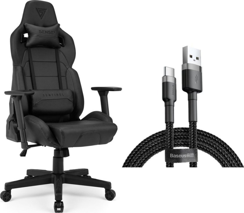 SENSE7 Sentinel - skórzany, czarny + kabel usb