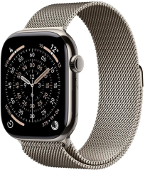 Apple Watch 11 GPS + Cellular 42mm Natural Titanium Milanese Loop Grey