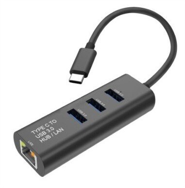 Secomp Standardowy konwerter USB-C na Gigabit Ethernet + hub z 3 portami (S1431)