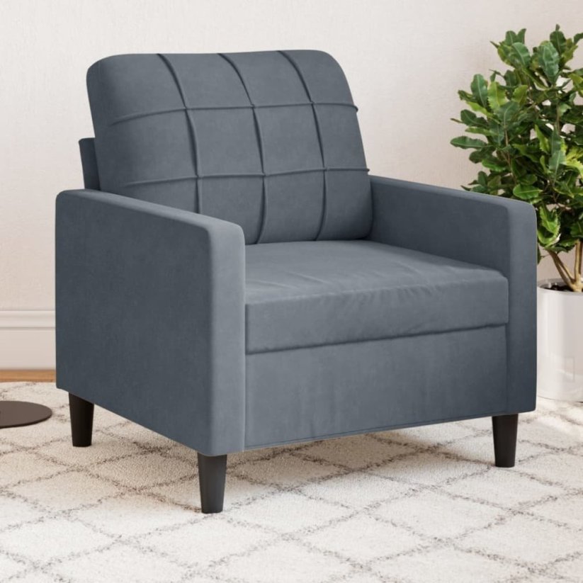 vidaXL vidaXL Fotel, tmavoSivý, 60 cm, obity aksamitem