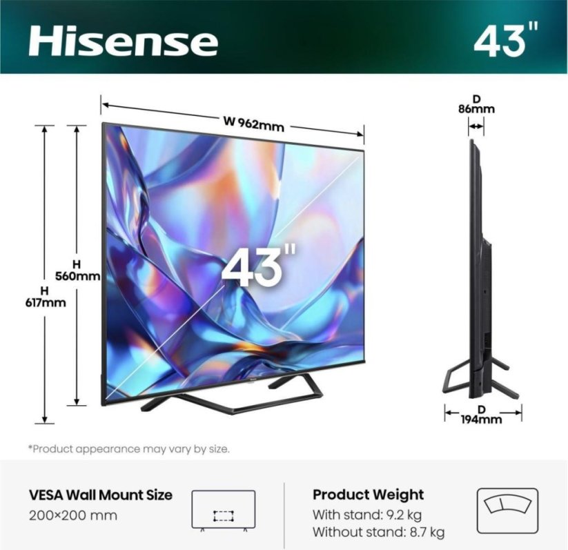 Hisense televízor43A7DS