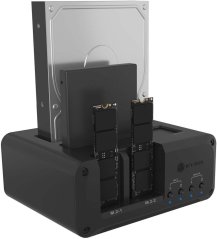 Icy Box 4-bay Stacja dokująca Pre 2x M.2 NVME i 2x 2,5"/3,5" HDD/SSD w trybie pojedynczym, Host USB 3.2 Gen 2, 10 Gbps (Club Case 2925)