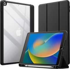 NoName CRONG PRIMEFOLIO  ETUI IPAD 10.2 (2021-2019) Z PODSTAWKĄ I SCHOWKIEM NA APPLE PENCIL (Čierny/PRZEZROCZYSTY)