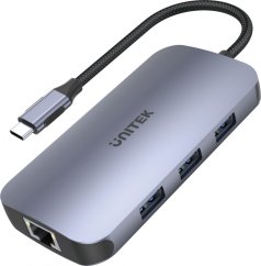 Unitek 1x RJ-45 1x USB-C 1x USB-C PD 1x SDHC  + 3x USB-A 3.2 Gen1 (D1071A)