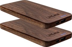 InLine 2er InLine® woodprokove, USB Powerbank 5.000mAh, mit LED Status Anzeige, Echtholz