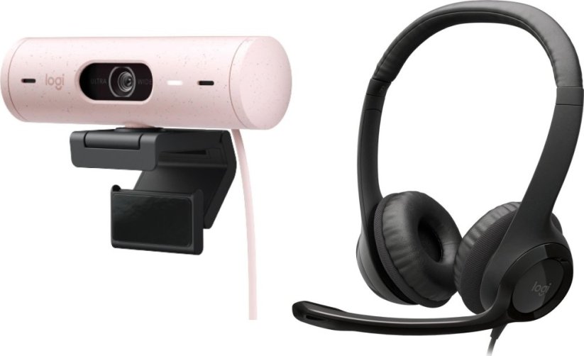 Logitech Brio 500 Rose (960-001421) + H390  (981-000406)